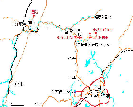 桂林・三江・龍勝地図