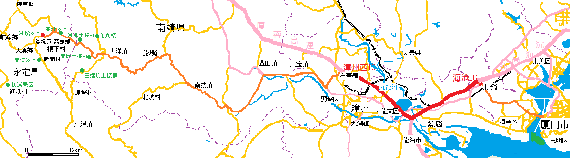 福建永定土楼への地図