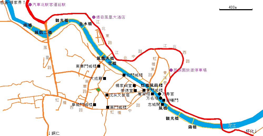鳳凰古鎮地図